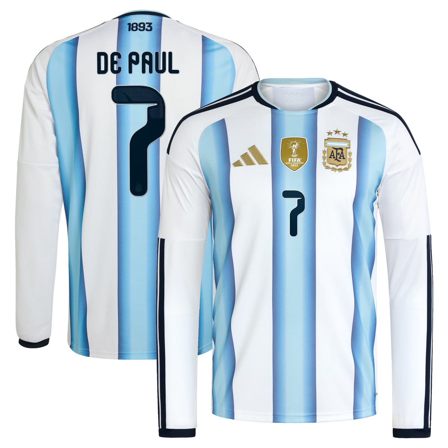 Rodrigo De Paul Argentina National Team 2026 Home Replica Long Sleeve Jersey - White