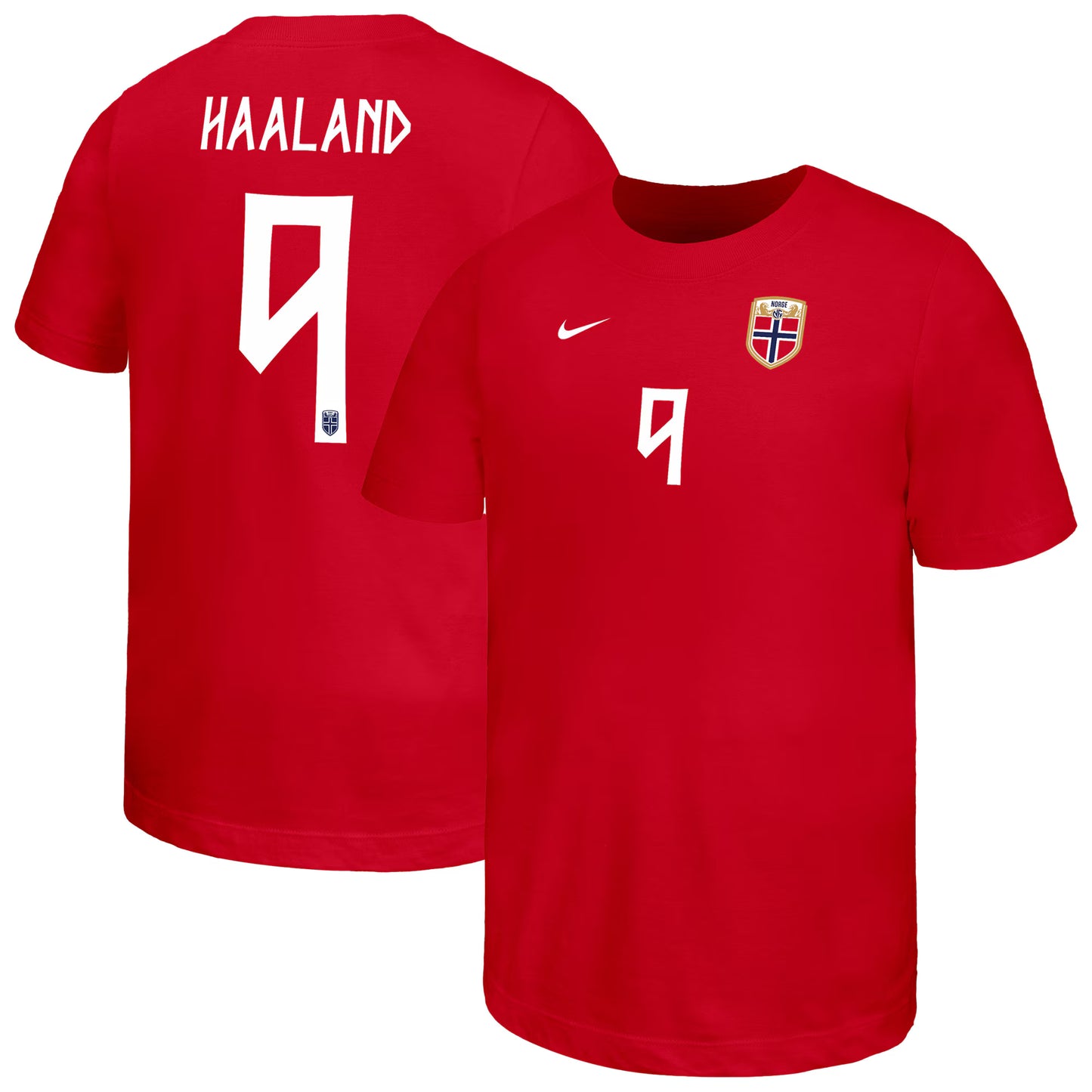 Erling Haaland Norway National Team Youth Name & Number T-Shirt - Red