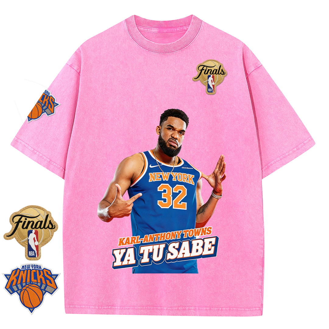 NY Basketball Vintage Washed Finals Premium Patch Tee