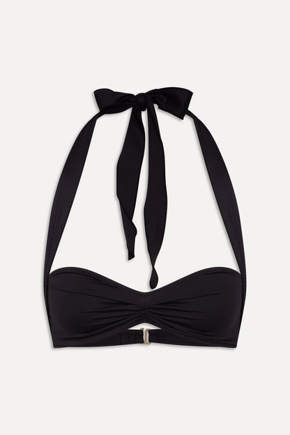 x BELLA HADID Sunday Halter Bikini Top - Black