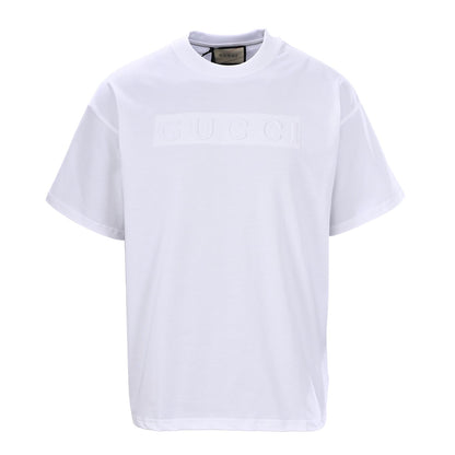 Three-dimensional embossed letters logo short-sleeved T-shirt