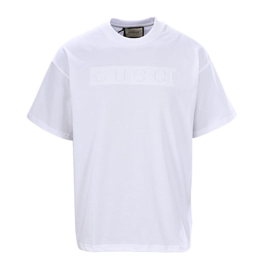 Three-dimensional embossed letters logo short-sleeved T-shirt