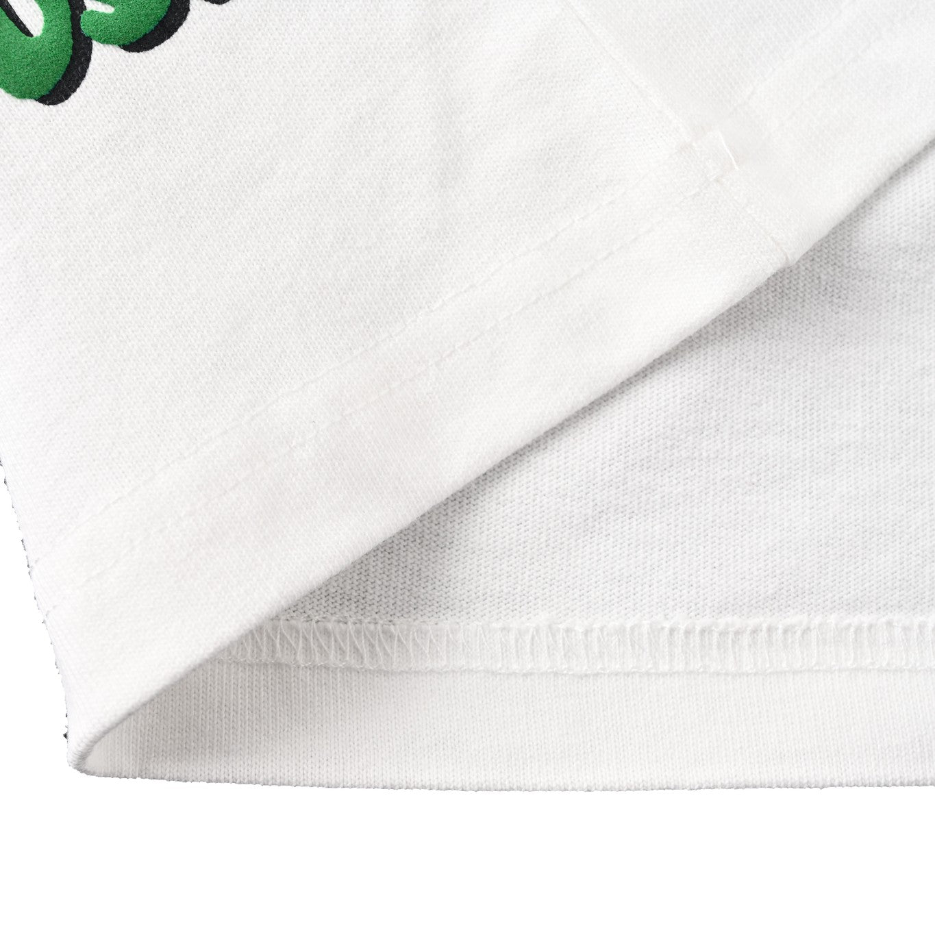 Green foam letters round neck short-sleeved T-shirt