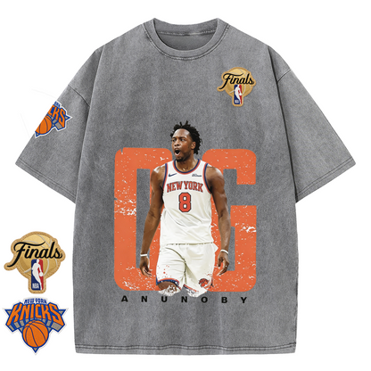 NY Basketball Vintage Washed Finals Premium Patch Tee