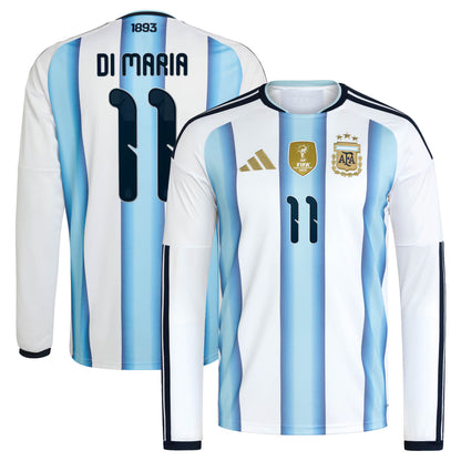 Angel Di Maria Argentina National Team 2026 Home Replica Long Sleeve Jersey - White
