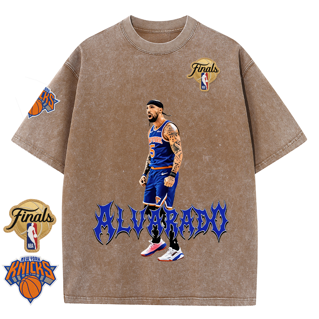 NY Basketball Vintage Washed Finals Premium Patch Tee