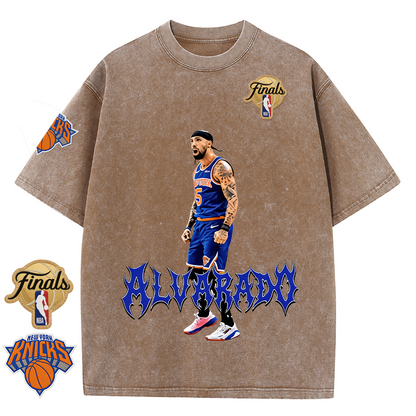 NY Basketball Vintage Washed Finals Premium Patch Tee