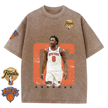 NY Basketball Vintage Washed Finals Premium Patch Tee