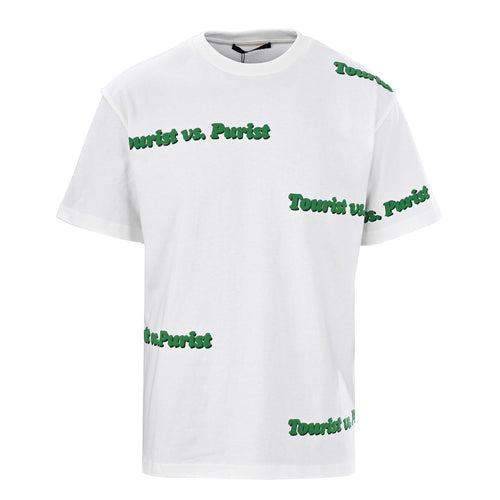 Green foam letters round neck short-sleeved T-shirt