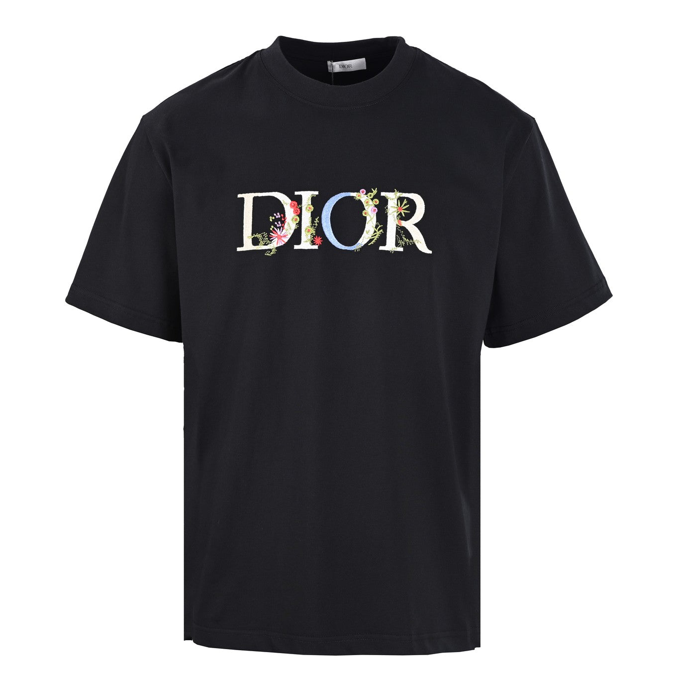 Floral embroidered short-sleeved T-shirt