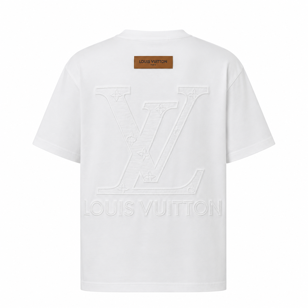 White Tonal Embossed Embroidery T-Shirt