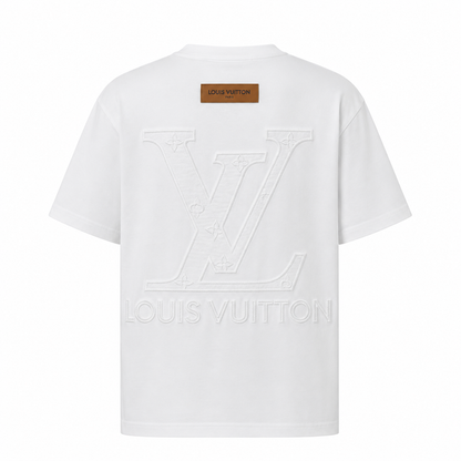White Tonal Embossed Embroidery T-Shirt