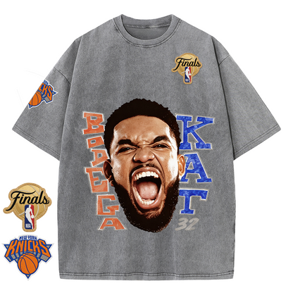 NY Basketball Vintage Washed Finals Premium Patch Tee