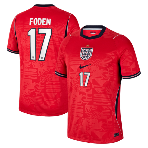 Phil Foden England National Team 2026 Away Stadium Replica Jersey - Red