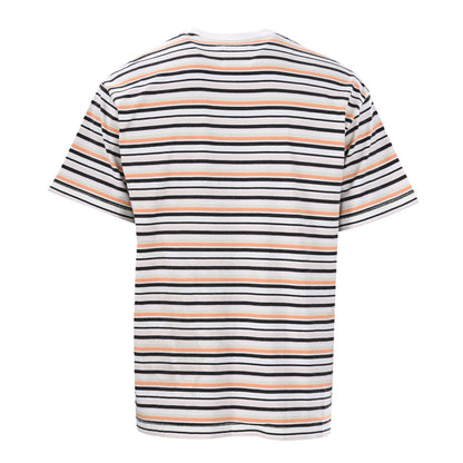 Ink-splashed hand-painted letter print striped short-sleeved T-shirt