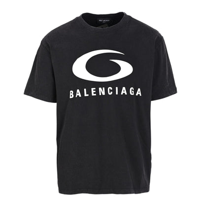 White ring logo printed short-sleeved T-shirt