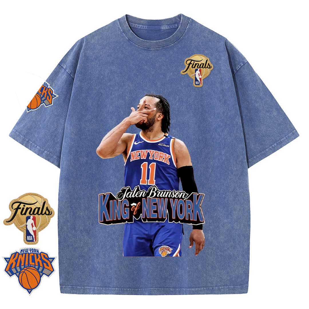 NY Basketball Vintage Washed Finals Premium Patch Tee