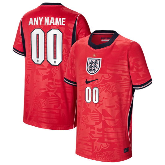 England National Team Youth 2026 Away Stadium Replica Custom Jersey - Red