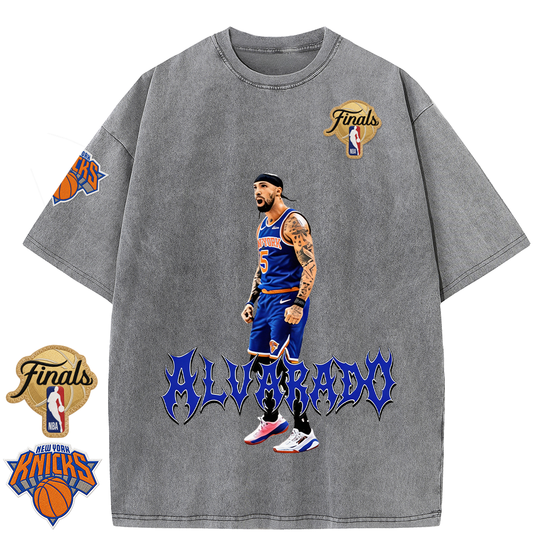 NY Basketball Vintage Washed Finals Premium Patch Tee
