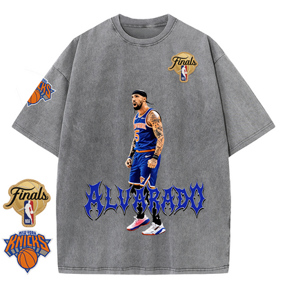 NY Basketball Vintage Washed Finals Premium Patch Tee