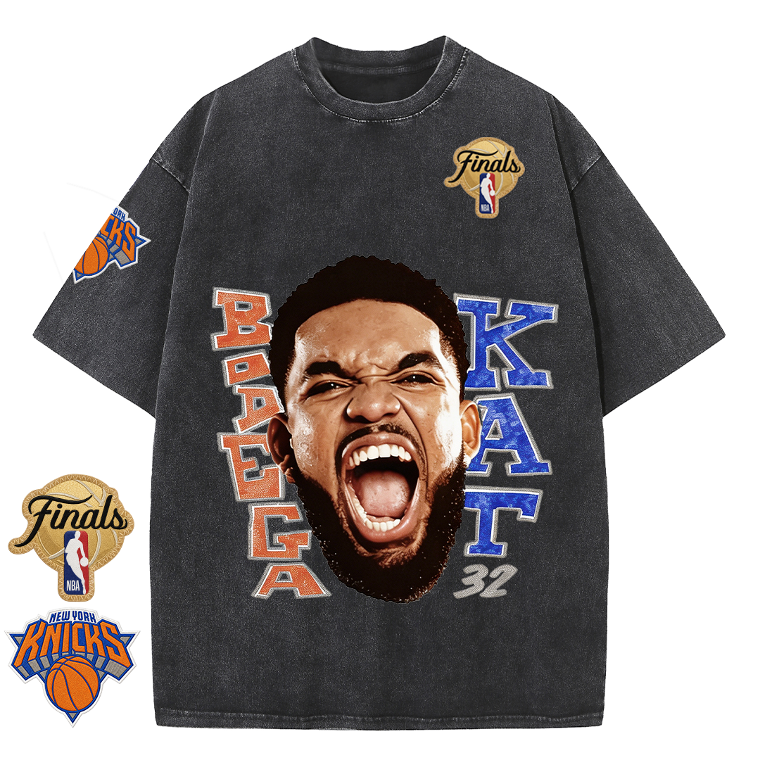 NY Basketball Vintage Washed Finals Premium Patch Tee