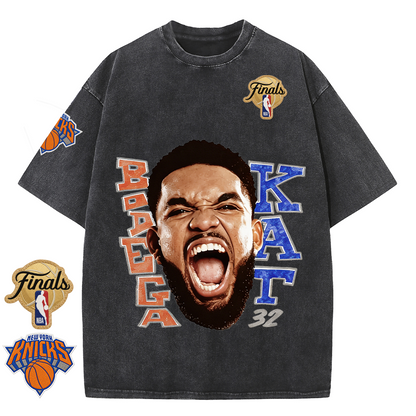 NY Basketball Vintage Washed Finals Premium Patch Tee