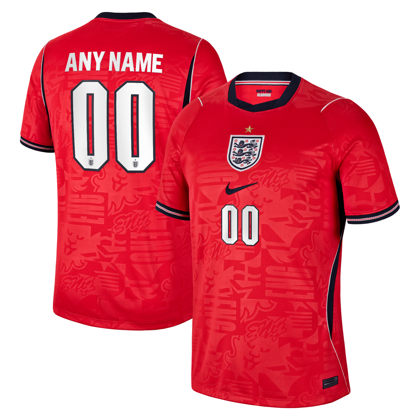 England National Team 2026 Away Stadium Replica Custom Jersey - Red