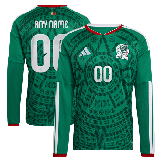 Mexico National Team 2026 Home Replica Long Sleeve Custom Jersey - Green