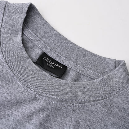 Alphabet paper tape printed short-sleeved T-shirt