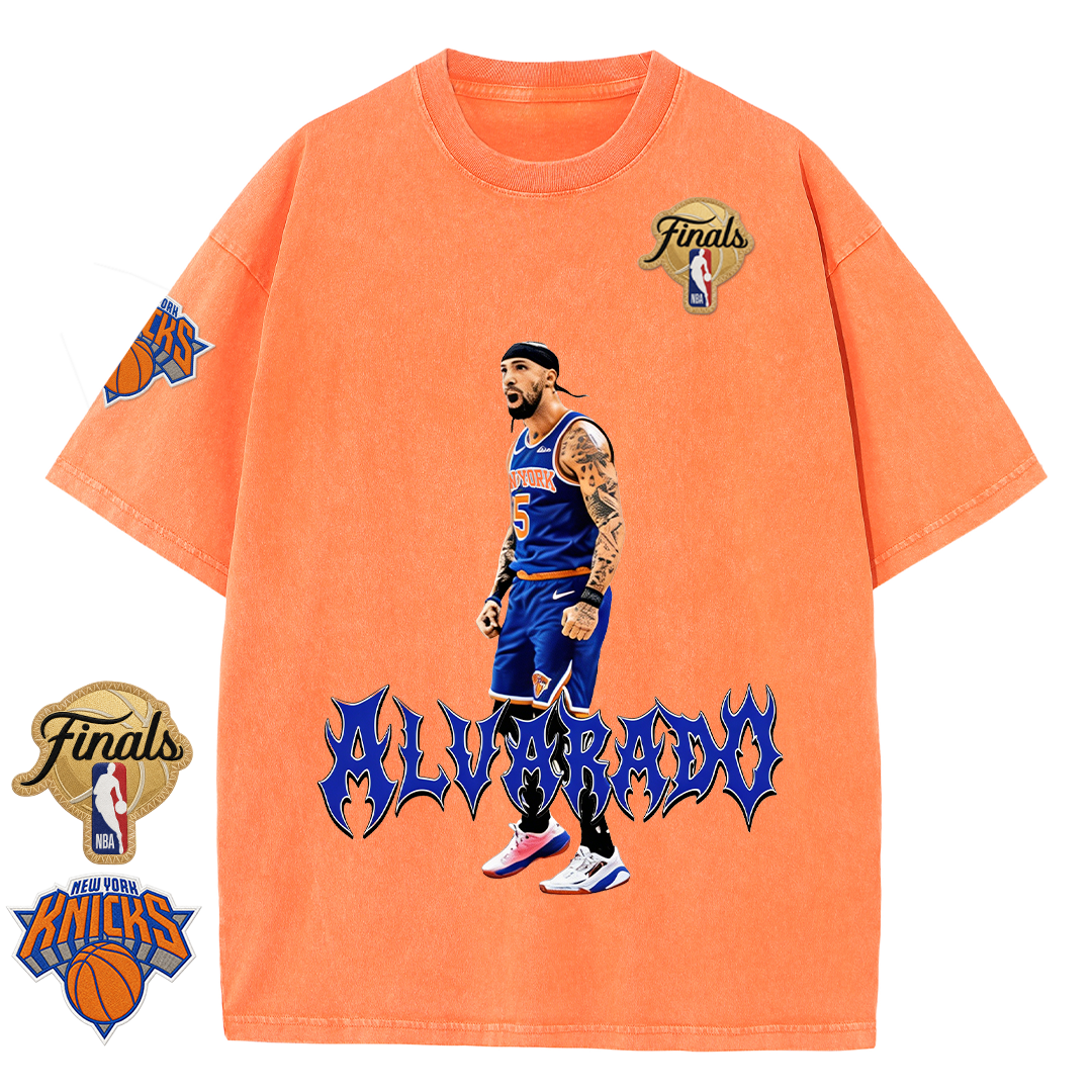 NY Basketball Vintage Washed Finals Premium Patch Tee