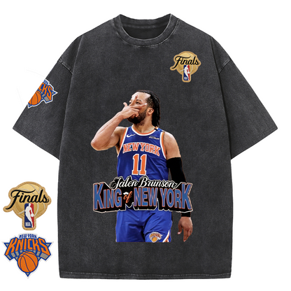 NY Basketball Vintage Washed Finals Premium Patch Tee