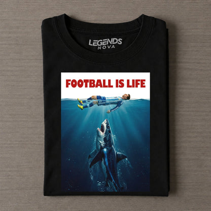 Football Is Life Messi Underwater Shark Vintage Soccer VI Tee