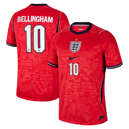 Jude Bellingham England National Team 2026 Away Stadium Replica Jersey - Red