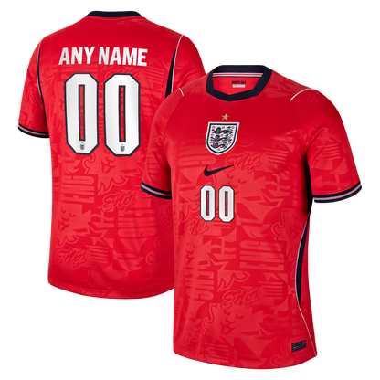 England National Team 2026 Away Stadium Replica Custom Jersey - Red