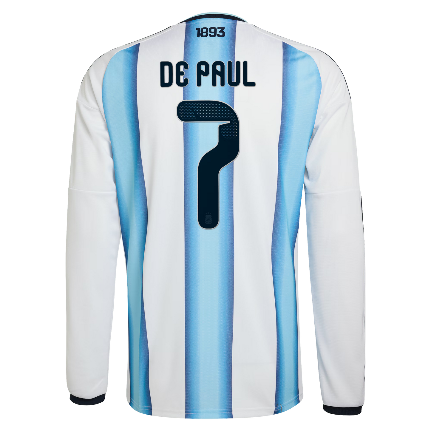 Rodrigo De Paul Argentina National Team 2026 Home Replica Long Sleeve Jersey - White