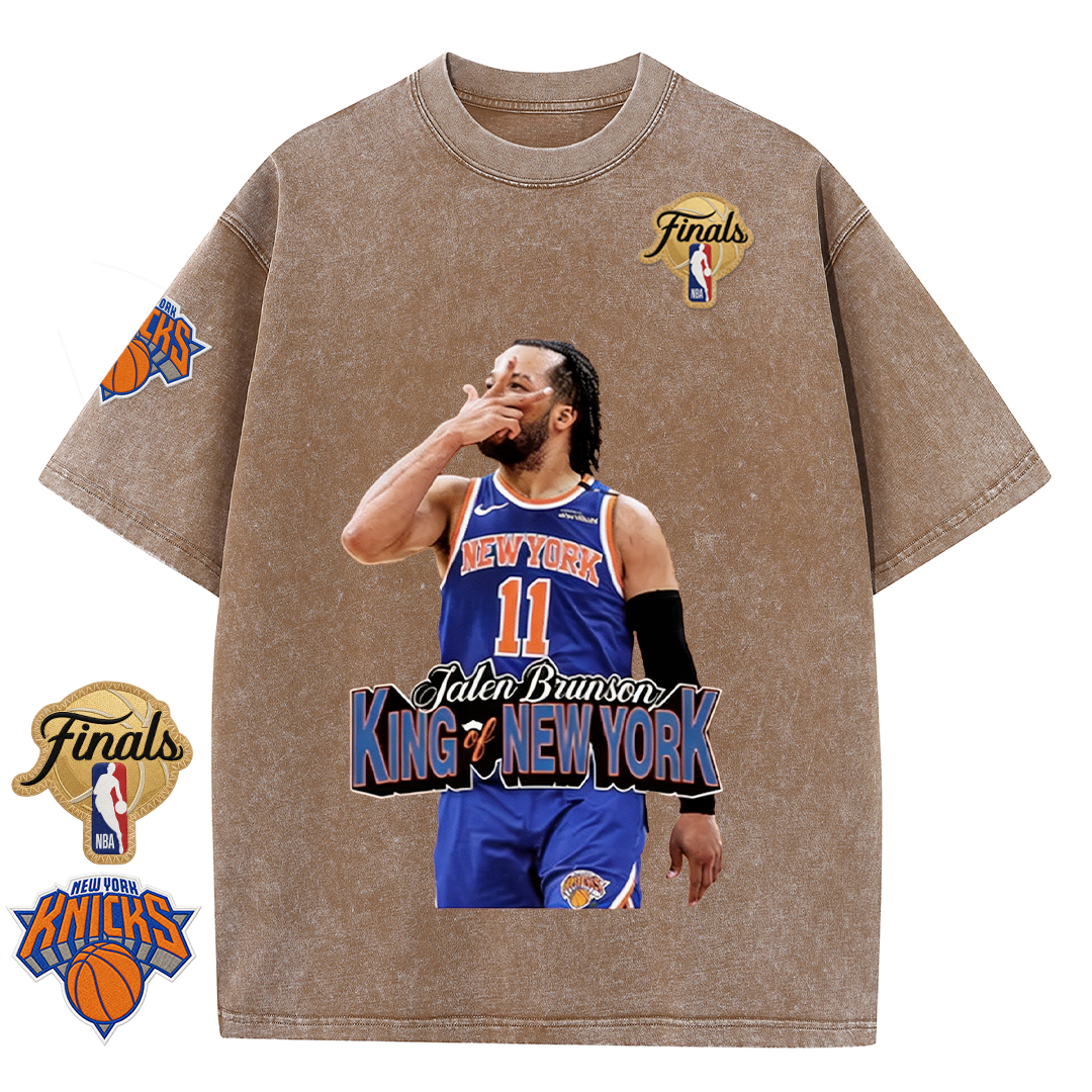 NY Basketball Vintage Washed Finals Premium Patch Tee