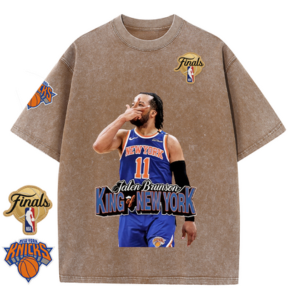NY Basketball Vintage Washed Finals Premium Patch Tee