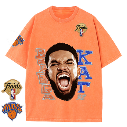 NY Basketball Vintage Washed Finals Premium Patch Tee