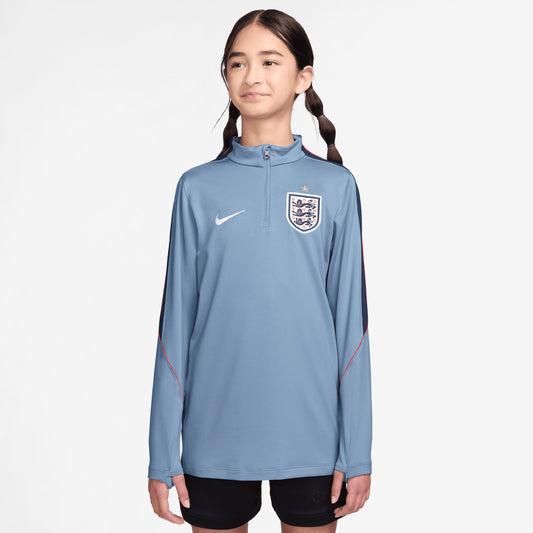 England National Team Youth 2026 Strike Dri-FIT Long Sleeve Quarter-Zip Drill Top - Blue