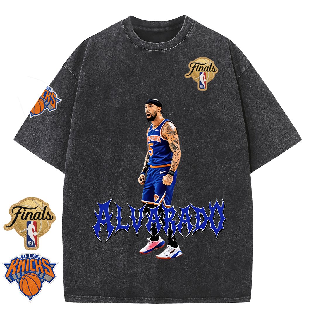 NY Basketball Vintage Washed Finals Premium Patch Tee