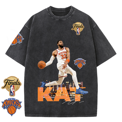 NY Basketball Vintage Washed Finals Premium Patch Tee