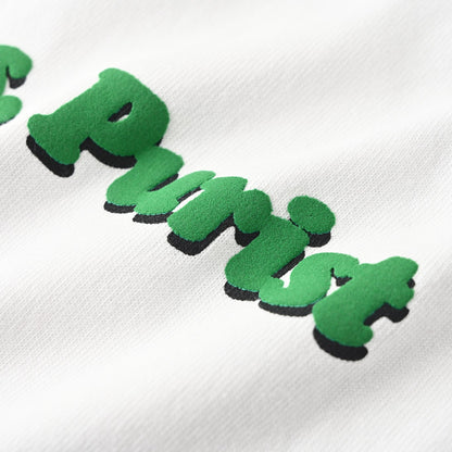 Green foam letters round neck short-sleeved T-shirt