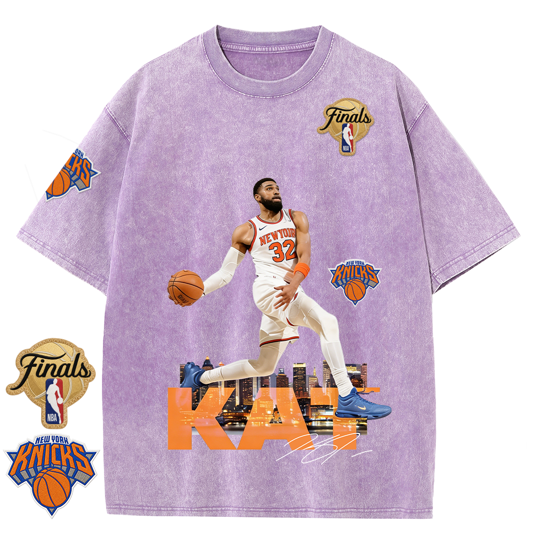 NY Basketball Vintage Washed Finals Premium Patch Tee