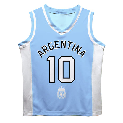 Lionel Messi Argentina National Team Vive La Fete  Mesh Basketball Jersey - Light Blue