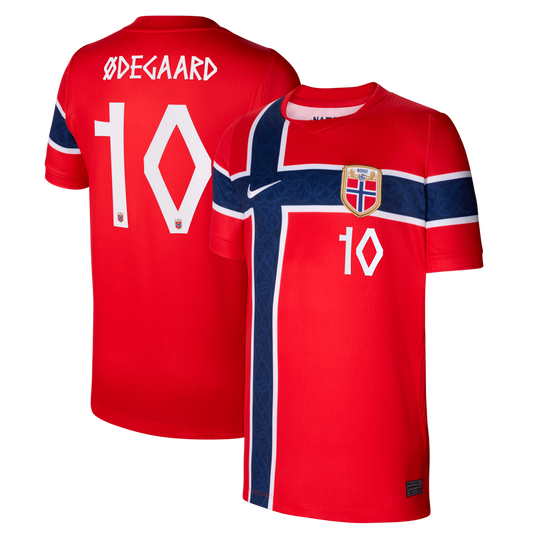 Martin Ødegaard Norway National Team Youth 2026 Home Stadium Replica Jersey - Red
