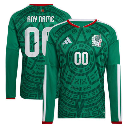 Mexico National Team 2026 Home Replica Long Sleeve Custom Jersey - Green