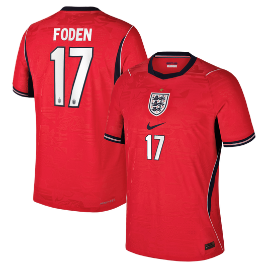 Phil Foden England National Team 2026 Away Match Jersey - Red