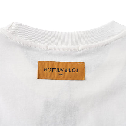 Rainbow knitted embroidered short-sleeved T-shirt
