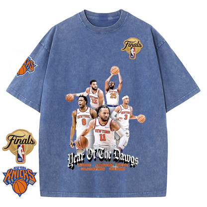 NY Basketball Vintage Washed Finals Premium Patch Tee