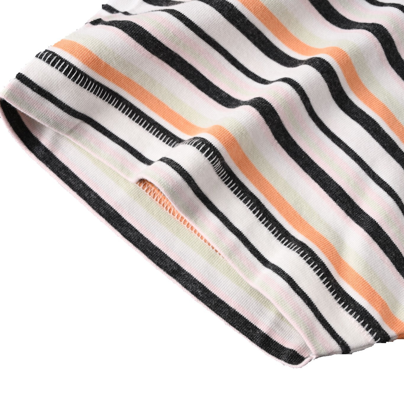 Ink-splashed hand-painted letter print striped short-sleeved T-shirt